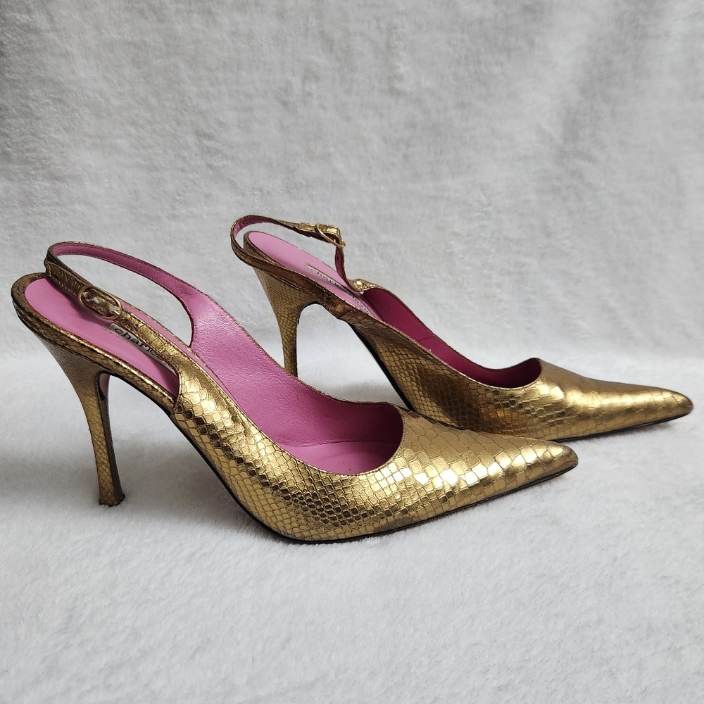 Gold Charles David Slingback Heel
